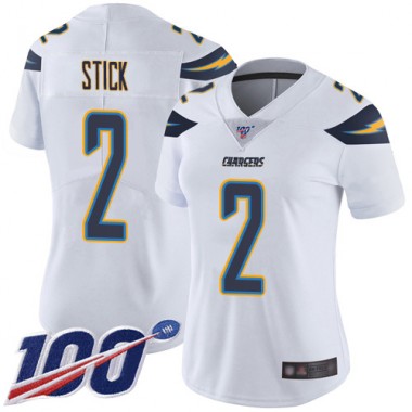 Los Angeles Chargers NFL Football Easton Stick White Jersey Women Limited #2 Road 100th Season Vapor Untouchable